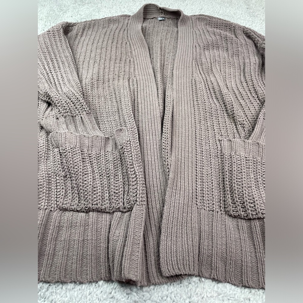 Aerie Sweater Womens Medium Cardigan Open Front Knitted Chenille Pockets Comfy - Picture 2 of 5